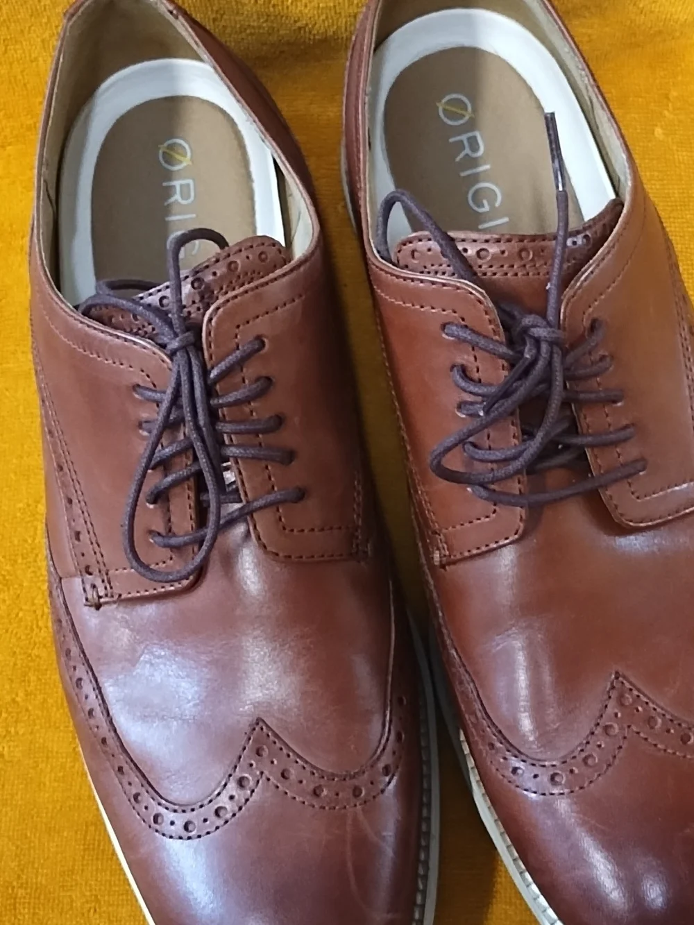 Cole Haan  Brown Leather Lace-Up Slip-On Loafer